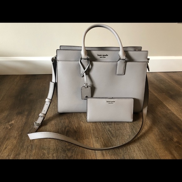 Medium Gray Kate Spade Purse with matching wallet - Picture 1 of 5